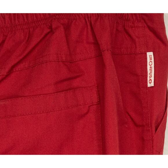 Women's XL Red Scrub Pants WHITE CROSS Wide Leg Elastic Back Draw String Cargo - Picture 3 of 5
